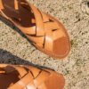 MAISON TOUFET SANDALE PLATE CONFORTABLE CAMEL CUIR LISSE OLIVIA