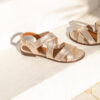 MAISON TOUFET SANDALE PLATE CONFORTABLE DORE CLAIR CUIR PAILLETTE FARAH