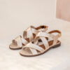 MAISON TOUFET SANDALE PLATE CONFORTABLE DORE CLAIR CUIR PAILLETTE FARAH