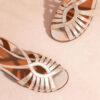 MAISON TOUFET SANDALE PLATE CONFORTABLE DORE CLAIR CUIR PAILLETTE LEA