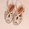MAISON TOUFET SANDALE PLATE CONFORTABLE DORE CLAIR CUIR PAILLETTE LEA