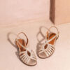 MAISON TOUFET SANDALE PLATE CONFORTABLE DORE CLAIR CUIR PAILLETTE LEA