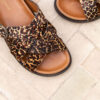 MAISON TOUFET SANDALE PLATE FOOTBED CONFORTABLE LEOPARD CUIR POULAIN ROMANE