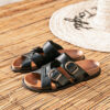 MAISON TOUFET SANDALE PLATE FOOTBED CONFORTABLE NOIR CUIR LISSE KAREN