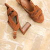 MAISON TOUFET SANDALE TALON CARRE CONFORTABLE COGNAC TRESSE CUIR VELOURS AUDREY