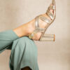 MAISON TOUFET SANDALE TALON CARRE MARIAGE CONFORTABLE DORE CLAIR CUIR METALLISE FLAVIA