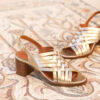 MAISON TOUFET SANDALE TALON CARRE MOYEN CONFORTABLE DORE CLAIR CUIR METALLISE CRAQUELE ALEXANDRA