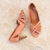 MAISON TOUFET SANDALE TALON CEREMONIE CONFORTABLE ROSE POUDRE CUIR VELOURS ADELINE