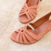 MAISON TOUFET SANDALE TALON CEREMONIE CONFORTABLE ROSE POUDRE CUIR VELOURS ADELINE