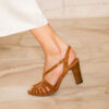 MAISON TOUFET SANDALE TALON CONFORTABLE COGNAC CUIR VELOURS HEIDI