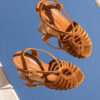 MAISON TOUFET SANDALE TALON CONFORTABLE COGNAC CUIR VELOURS HEIDI
