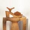 MAISON TOUFET SANDALE TALON FINITION BOIS COMPENSE PLATEFORME CONFORTABLE COGNAC CUIR VELOURS ANNABELLA