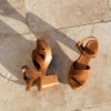 MAISON TOUFET SANDALE TALON FINITION BOIS COMPENSE PLATEFORME CONFORTABLE COGNAC CUIR VELOURS ANNABELLA