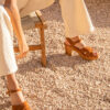 MAISON TOUFET SANDALE TALON FINITION BOIS COMPENSE PLATEFORME CONFORTABLE COGNAC CUIR VELOURS ANNABELLA