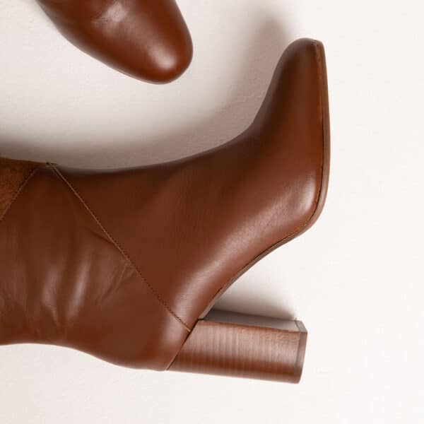 MAISON TOUFET BOTTES CONFORTABLE COGNAC CUIR LISSE CUIR VELOURS PAULA ()