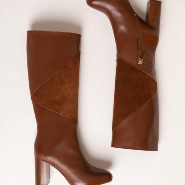 MAISON TOUFET BOTTES CONFORTABLE COGNAC CUIR LISSE CUIR VELOURS PAULA