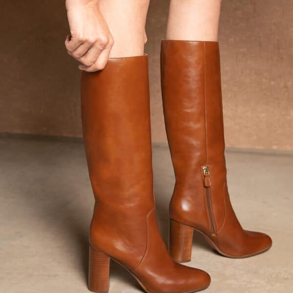 MAISON TOUFET BOTTES CONFORTABLE COGNAC CUIR LISSE NELLY