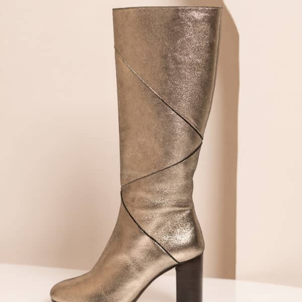 MAISON TOUFET BOTTES CONFORTABLE DORÉ CUIR MÉTALLISÉ PAULA