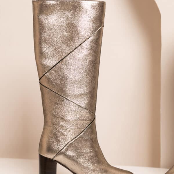 MAISON TOUFET BOTTES CONFORTABLE DORÉ CUIR MÉTALLISÉ PAULA