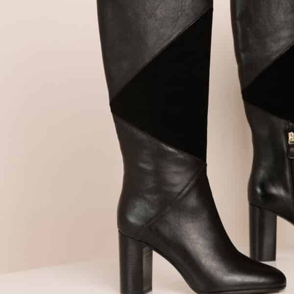 MAISON TOUFET BOTTES CONFORTABLE NOIR CUIR LISSE NOIR VELOURS PAULA
