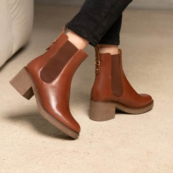 MAISON TOUFET BOTTINES CONFORTABLE COGNAC CUIR LISSE ALMA