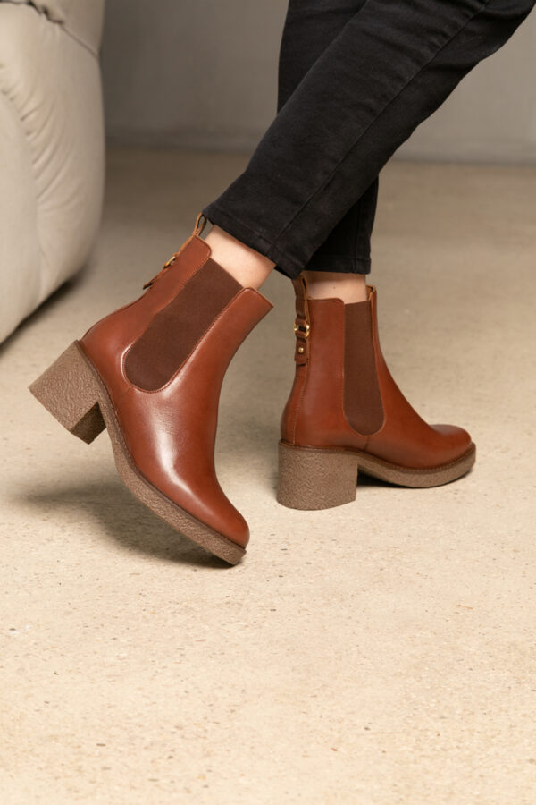 MAISON TOUFET BOTTINES CONFORTABLE COGNAC CUIR LISSE ALMA