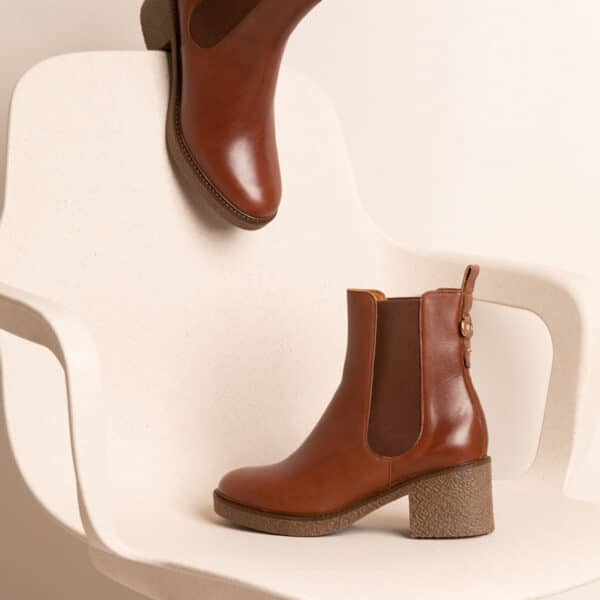 MAISON TOUFET BOTTINES CONFORTABLE COGNAC CUIR LISSE ALMA