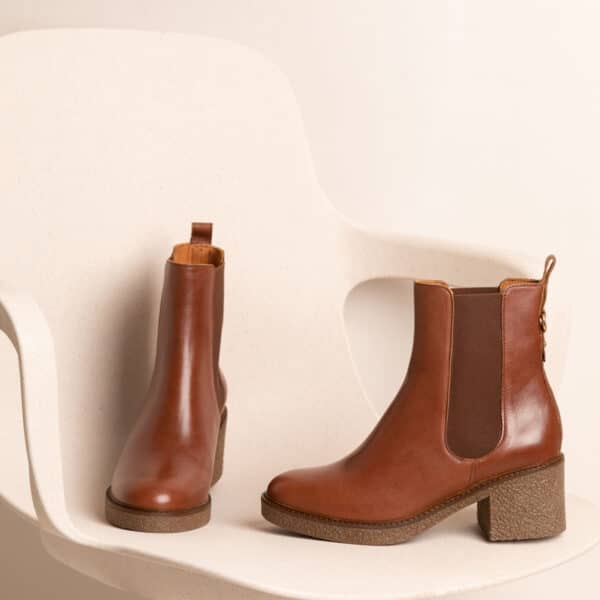 MAISON TOUFET BOTTINES CONFORTABLE COGNAC CUIR LISSE ALMA
