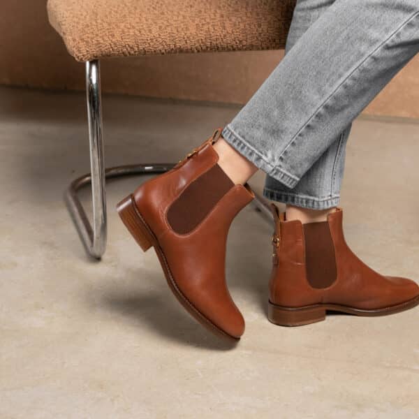MAISON TOUFET BOTTINES CONFORTABLE COGNAC CUIR LISSE ROMIE