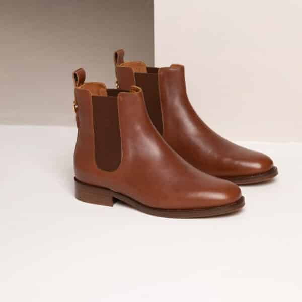 MAISON TOUFET BOTTINES CONFORTABLE COGNAC CUIR LISSE ROMIE