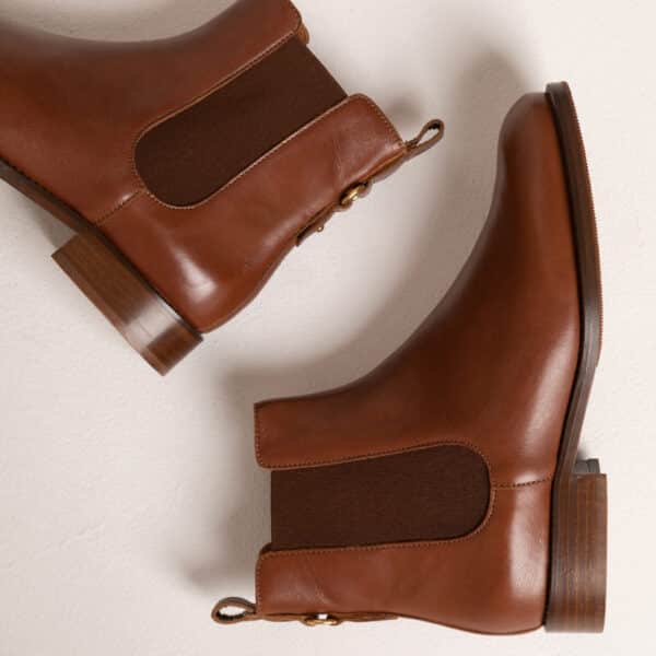 MAISON TOUFET BOTTINES CONFORTABLE COGNAC CUIR LISSE ROMIE