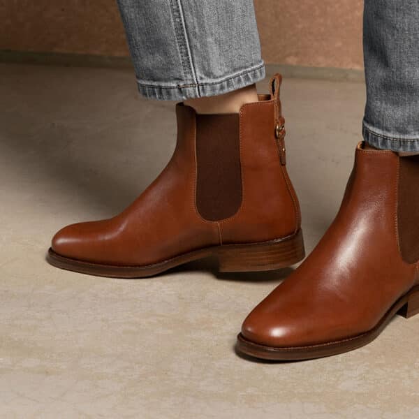 MAISON TOUFET BOTTINES CONFORTABLE COGNAC CUIR LISSE ROMIE