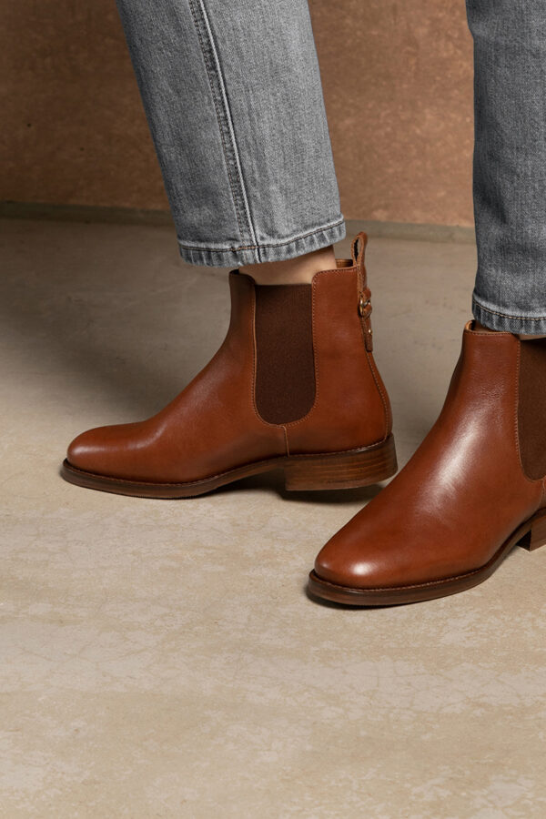 MAISON TOUFET BOTTINES CONFORTABLE COGNAC CUIR LISSE ROMIE
