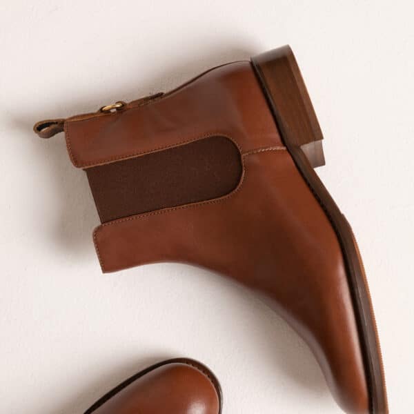 MAISON TOUFET BOTTINES CONFORTABLE COGNAC CUIR LISSE ROMIE