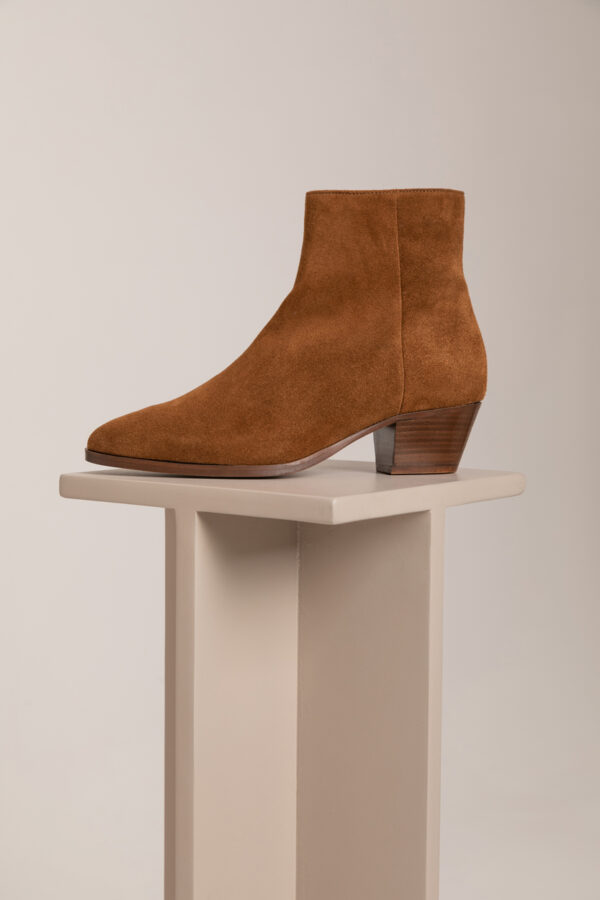 MAISON TOUFET BOTTINES CONFORTABLE COGNAC CUIR VELOURS SOLINE