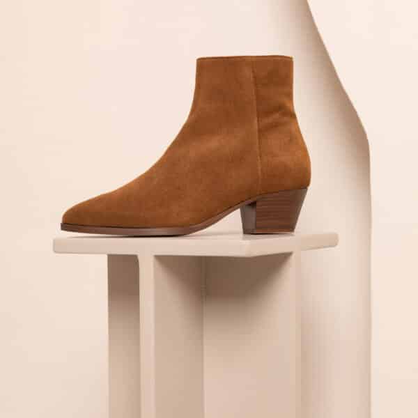 MAISON TOUFET BOTTINES CONFORTABLE COGNAC CUIR VELOURS SOLINE