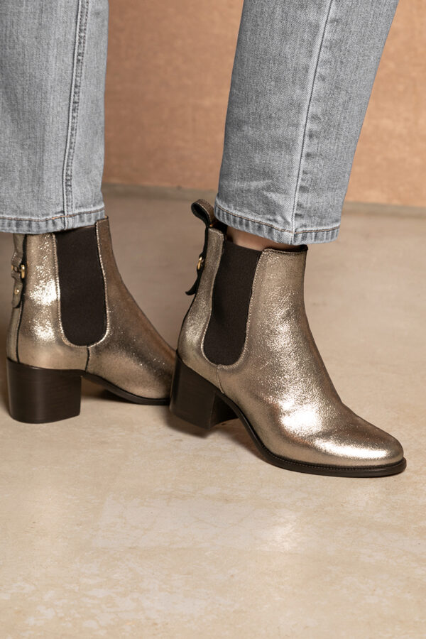 MAISON TOUFET BOTTINES CONFORTABLE DORÉ CUIR MÉTALLISÉ GÉRALDINE