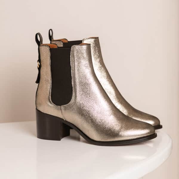 MAISON TOUFET BOTTINES CONFORTABLE DORÉ CUIR MÉTALLISÉ GÉRALDINE