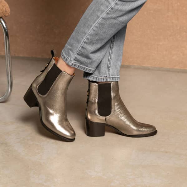 MAISON TOUFET BOTTINES CONFORTABLE DORÉ CUIR MÉTALLISÉ GÉRALDINE