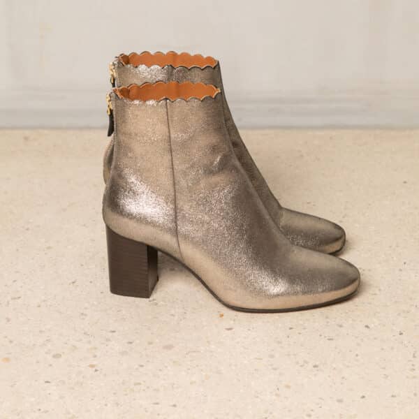 MAISON TOUFET BOTTINES CONFORTABLE DORÉ CUIR MÉTALLISÉ GISELLE