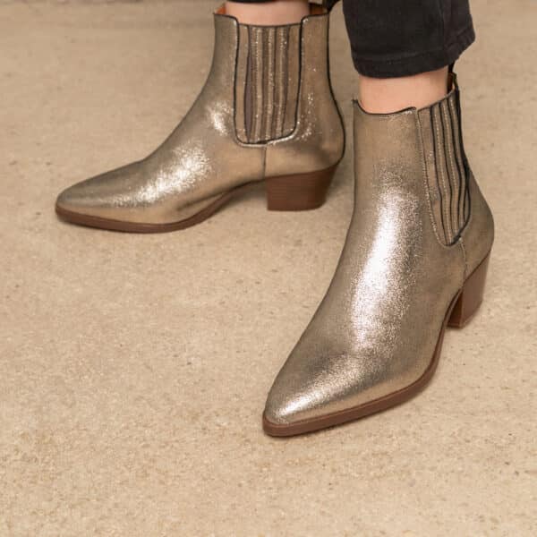 MAISON TOUFET BOTTINES CONFORTABLE DORÉ CUIR MÉTALLISÉ VICTOIRE