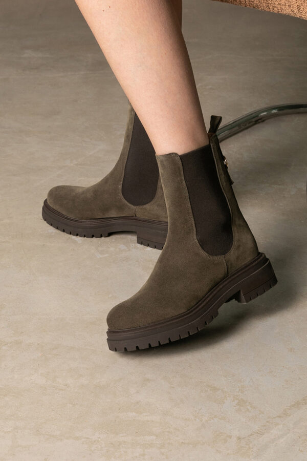 MAISON TOUFET BOTTINES CONFORTABLE KAKI CUIR VELOURS JOY
