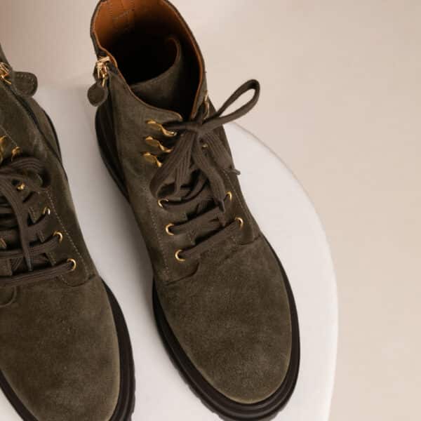 MAISON TOUFET BOTTINES CONFORTABLE KAKI CUIR VELOURS NORA