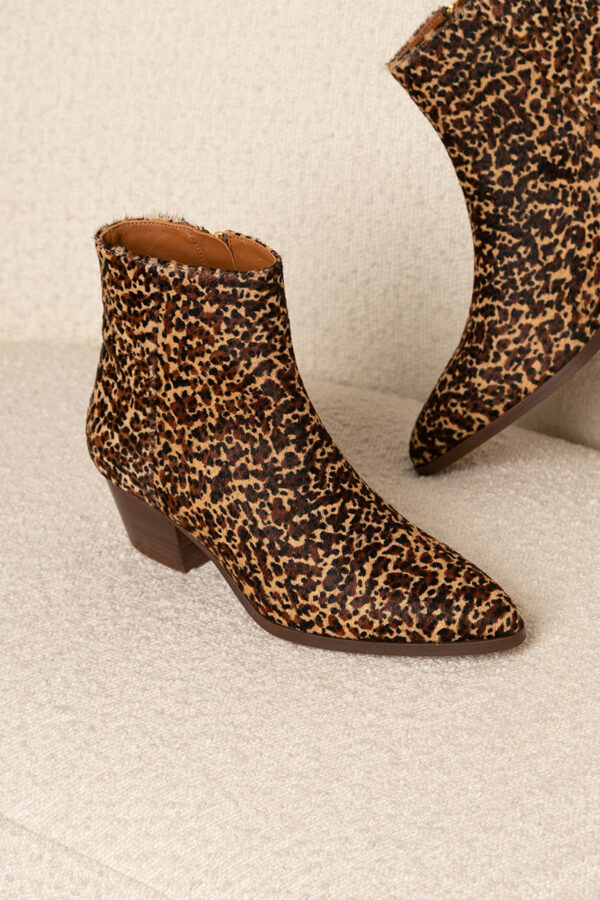 MAISON TOUFET BOTTINES CONFORTABLE LÉOPARD POULAIN CUIR SOLINE