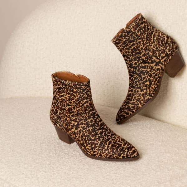 MAISON TOUFET BOTTINES CONFORTABLE LÉOPARD POULAIN CUIR SOLINE