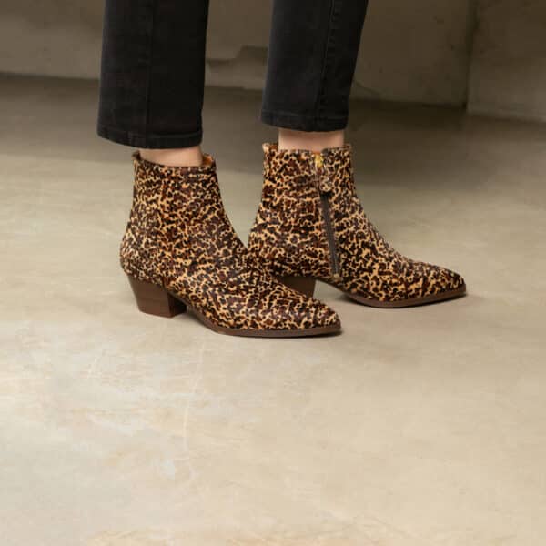MAISON TOUFET BOTTINES CONFORTABLE LÉOPARD POULAIN CUIR SOLINE