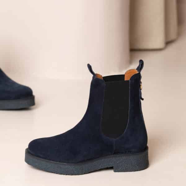 MAISON TOUFET BOTTINES CONFORTABLE MARINE CUIR VELOURS MARGAUX