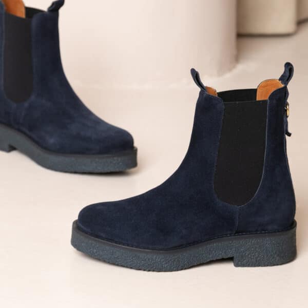 MAISON TOUFET BOTTINES CONFORTABLE MARINE CUIR VELOURS MARGAUX