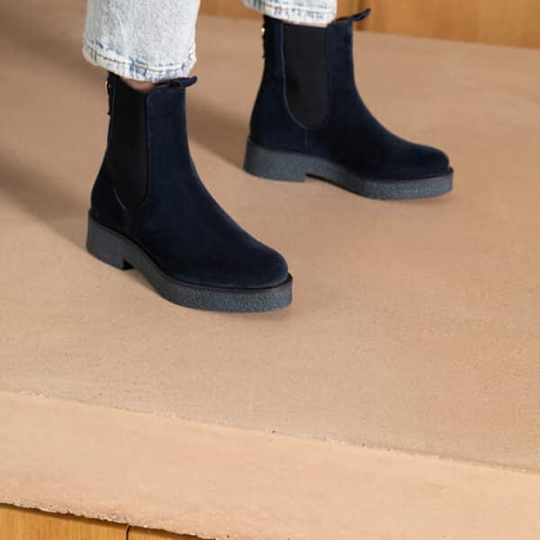 MAISON TOUFET BOTTINES CONFORTABLE MARINE CUIR VELOURS MARGAUX
