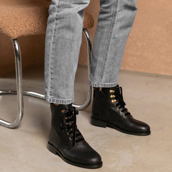 MAISON TOUFET BOTTINES CONFORTABLE NOIR CUIR BEMATIÉRE ELA